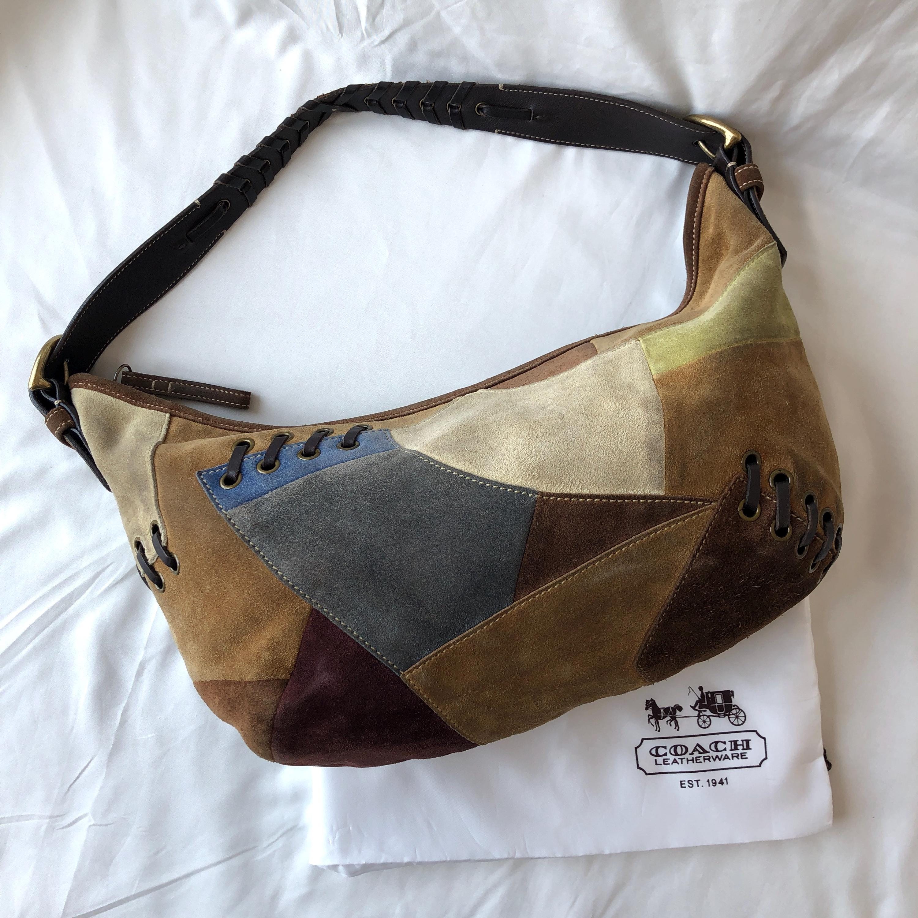 Suede Coach Bag - Etsy Suede Coach Bag - Etsy