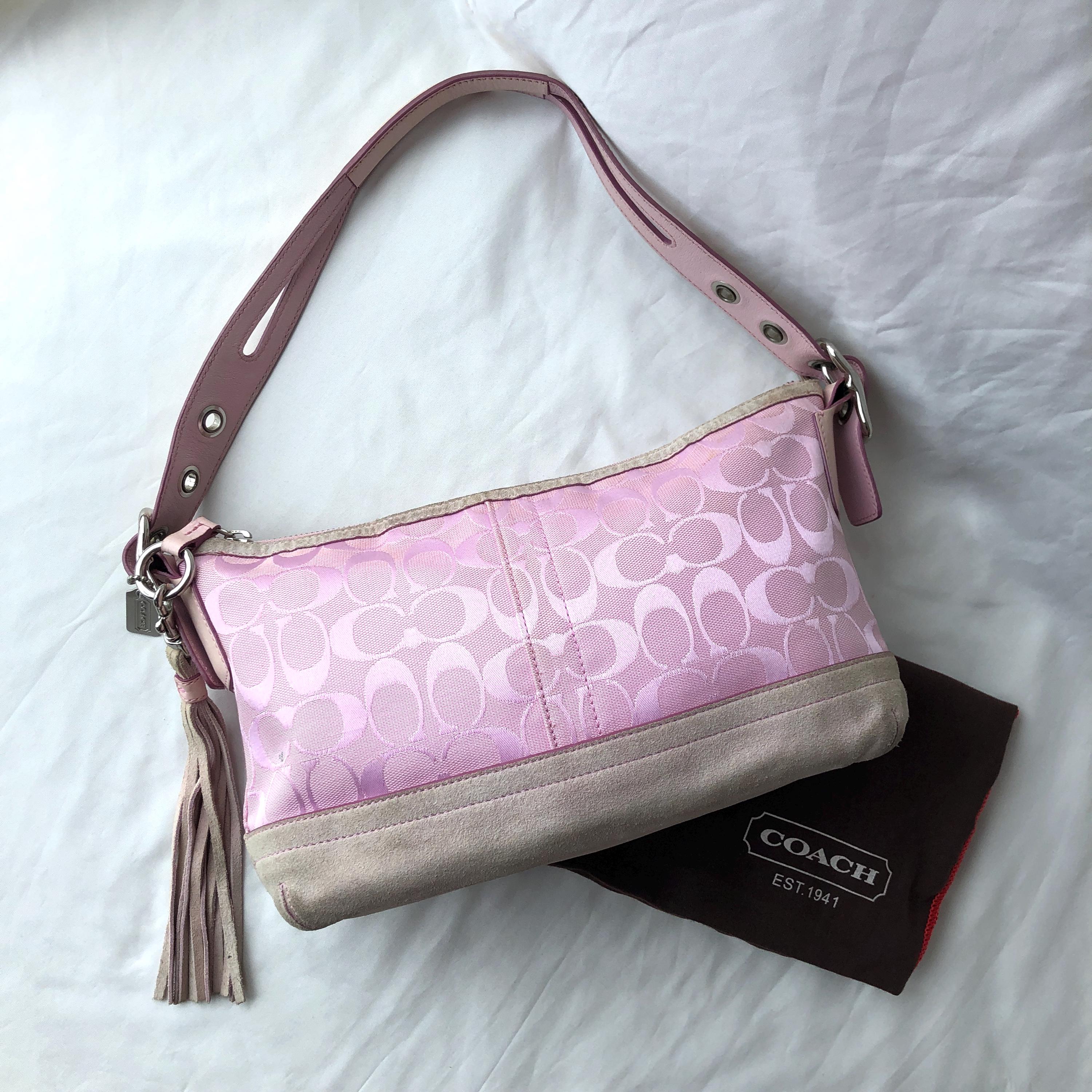 Vintage Coach 9363 Soho East West Shoulder Bag Pink Signature 