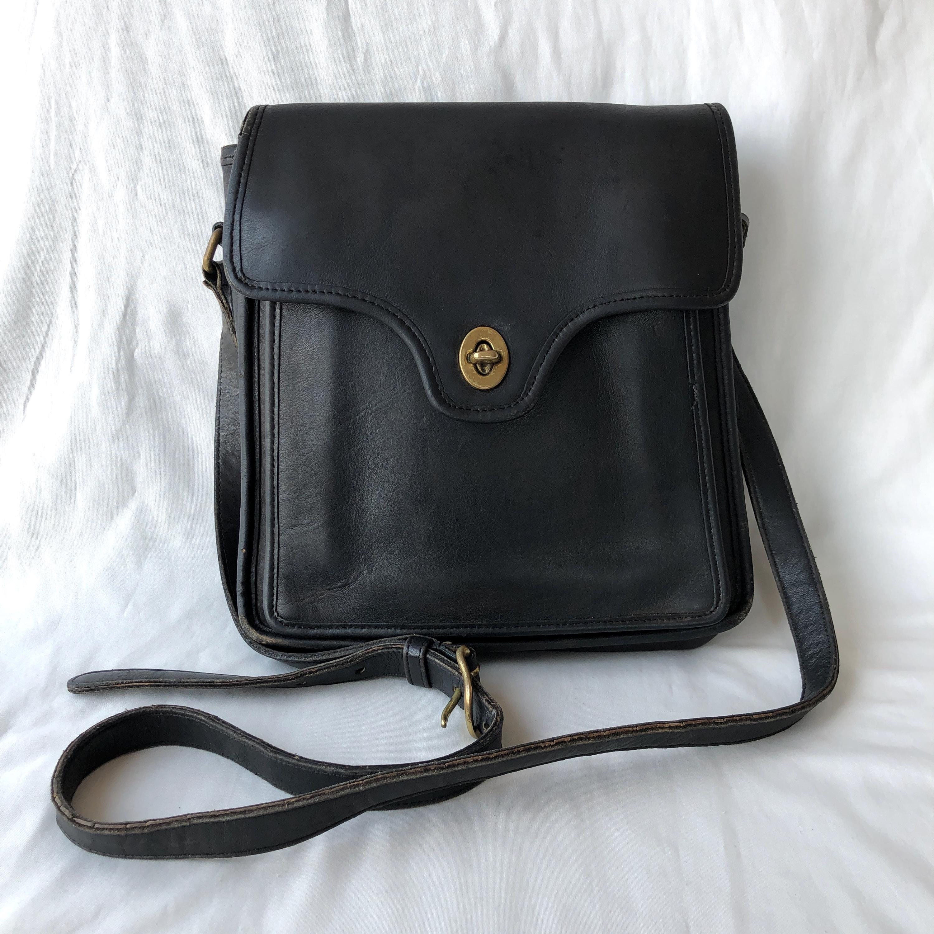 Vintage Coach Shelton 9917 Black Leather Shoulder Crossbody Bag 