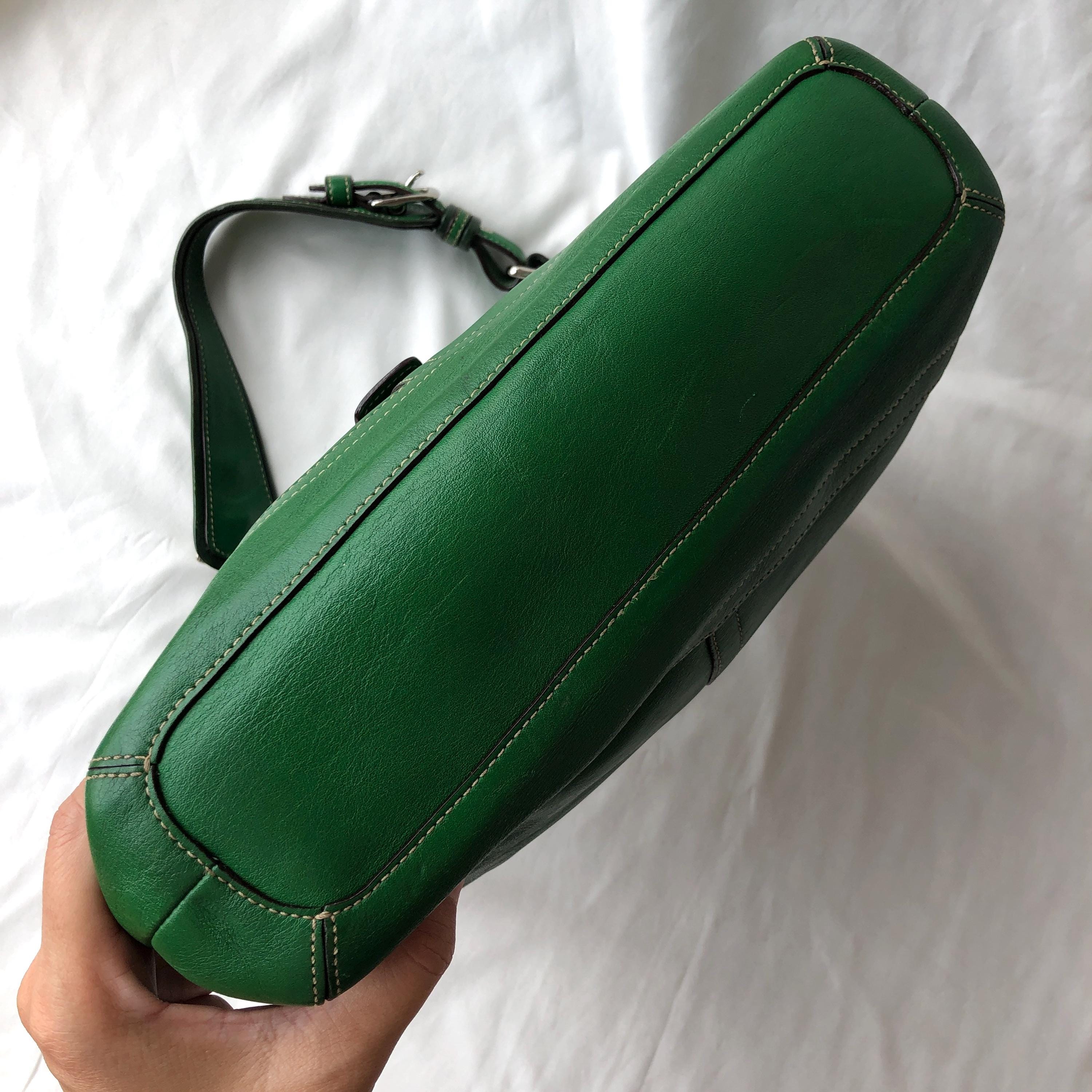 Vintage Coach Hamptons Soho 7463 Green Leather Shoulder Hobo
