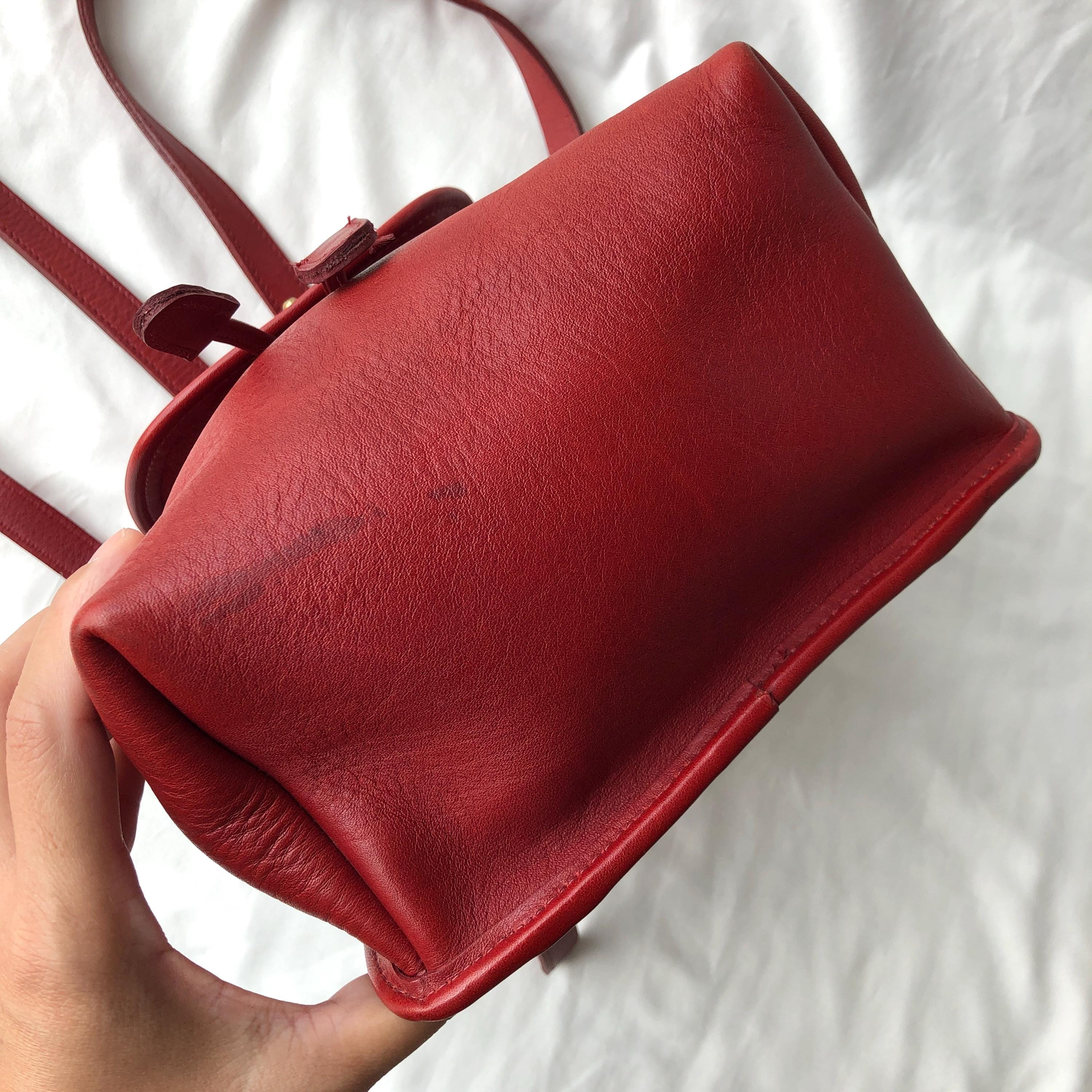 Vintage Coach Daypack 9960 Red Leather Small Backpack Bag Made in