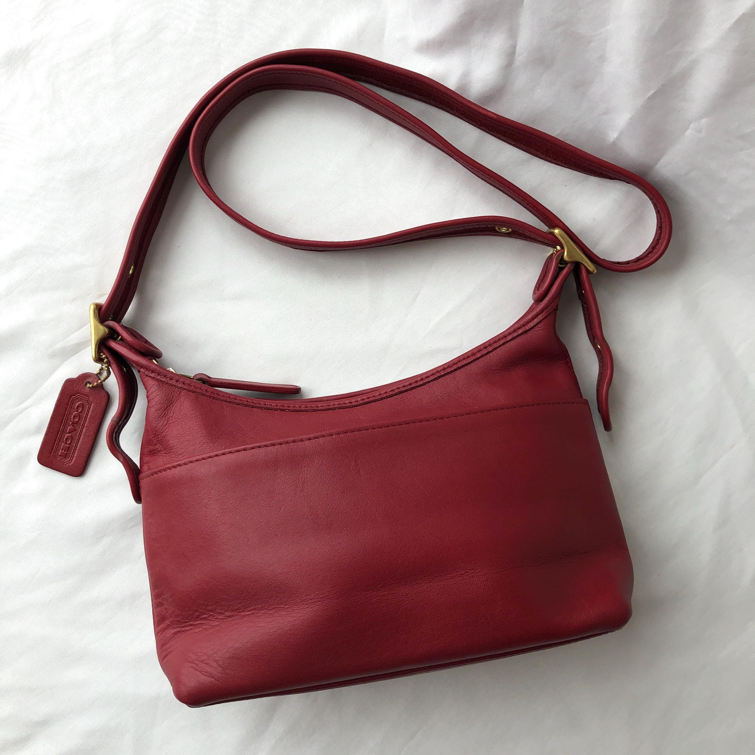 バッグ vintage coach purse shoulder red 4156 Old COACH 4156 shoulder bag Belted Pouch Drawstring type all