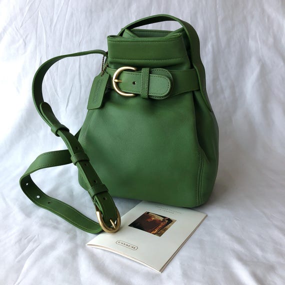 Vintage Coach Belted Pouch 4156 Leaf Green Leather Bag Made in USA 