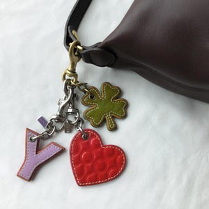 Coach Bag Charms: Heart, Clover, Letter Y - Pre-Owned Lot of 3