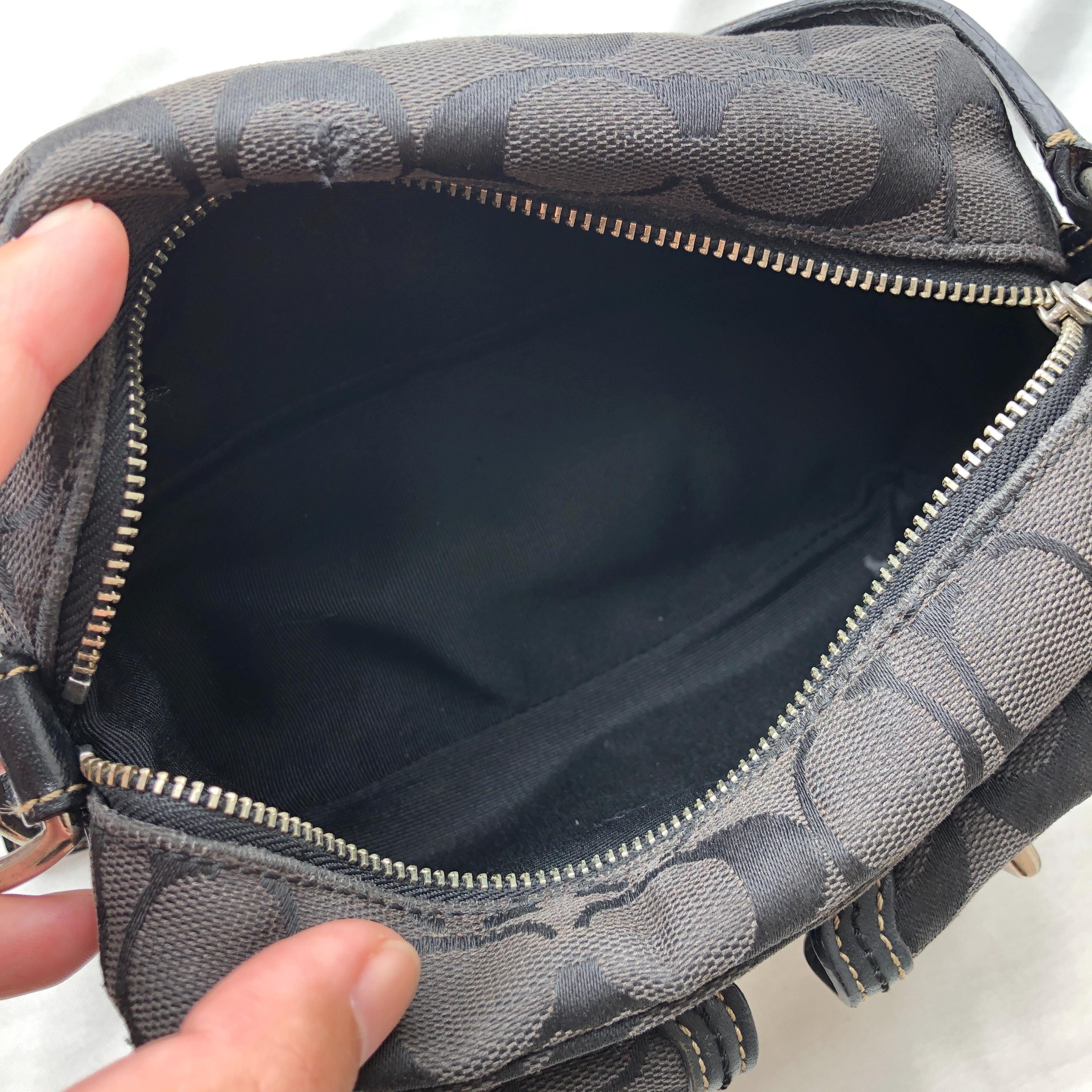 Vintage Coach Legacy Black Signature Canvas Mini Bag Double