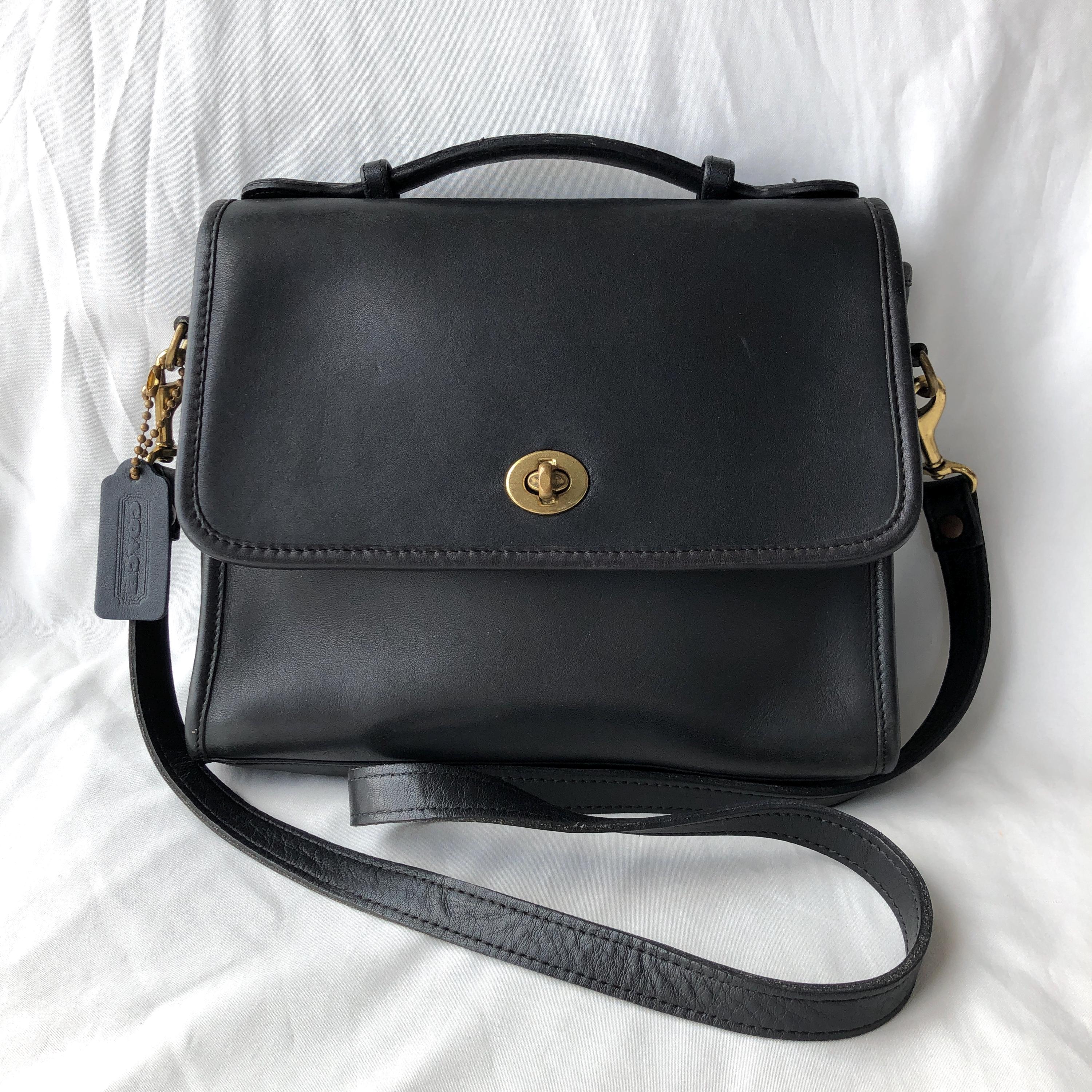 Vintage Coach Court Bag 9870 Black Leather Made in USA Pre-1994 