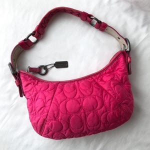 Vintage Coach Soho 6791 Pink Signature Quilted Logo Bag Leather Braided Strap Y2K