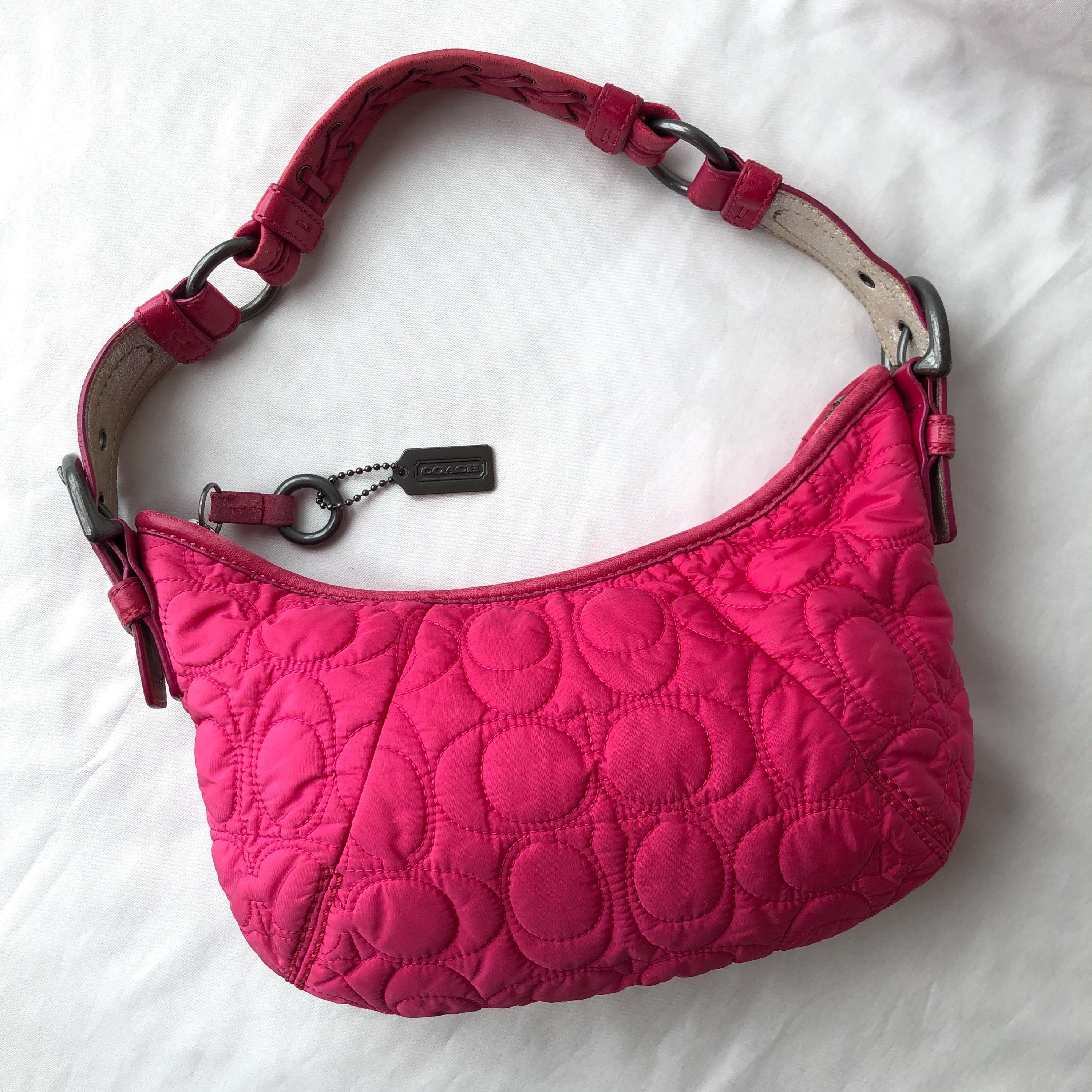 美品 1642 Coach Soho ワンショルダーバッグ シボ革 ピンク 良品】【コーチ】レザー シボ革 ショルダーバッグ 斜め掛け