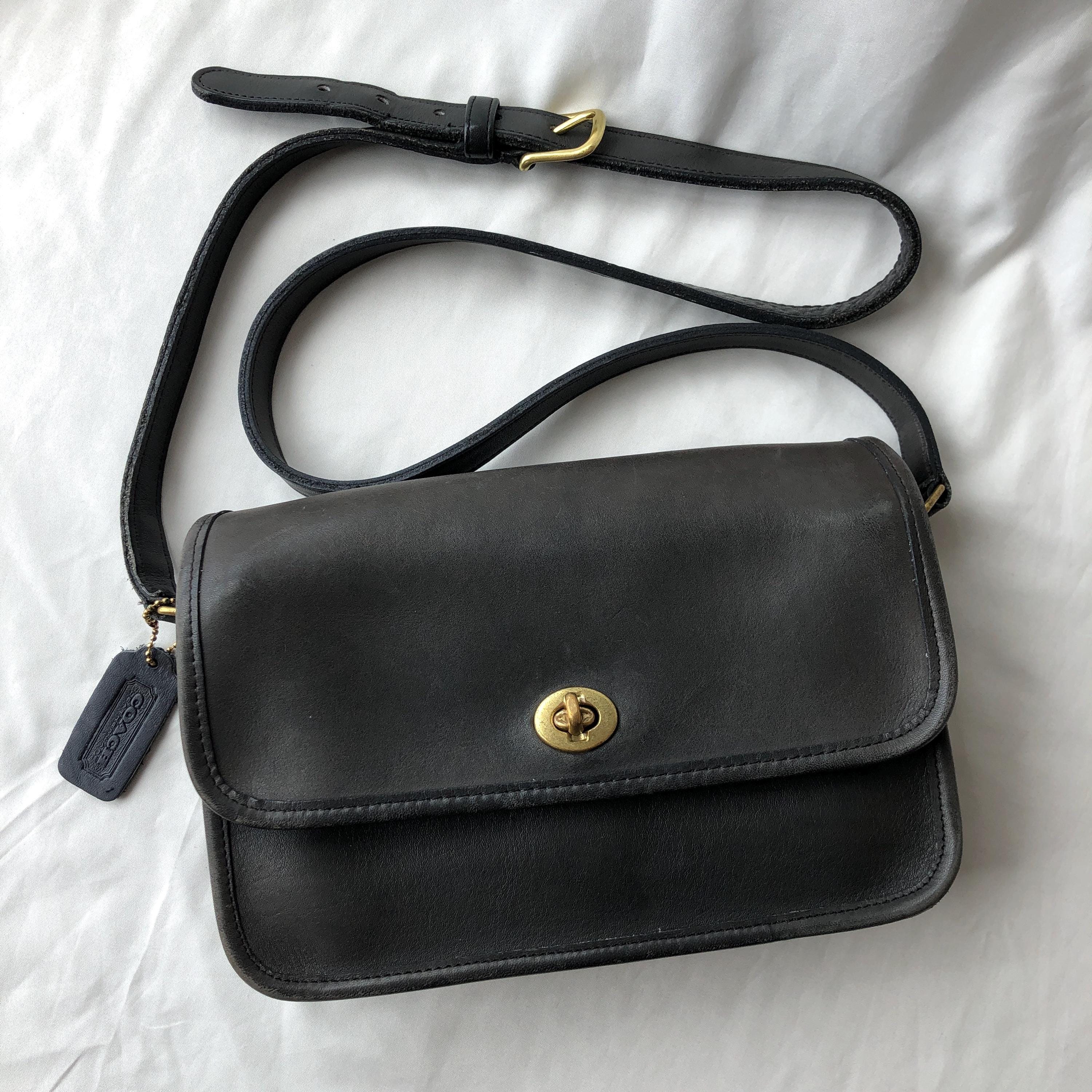ヴィンテージCOACH 黒 レザー ハンドバッグ コーチ オールドコーチ レザー ハンドバッグ 黒