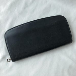 Vintage Coach Black Leather Long Wallet Zip Around Clutch Purse