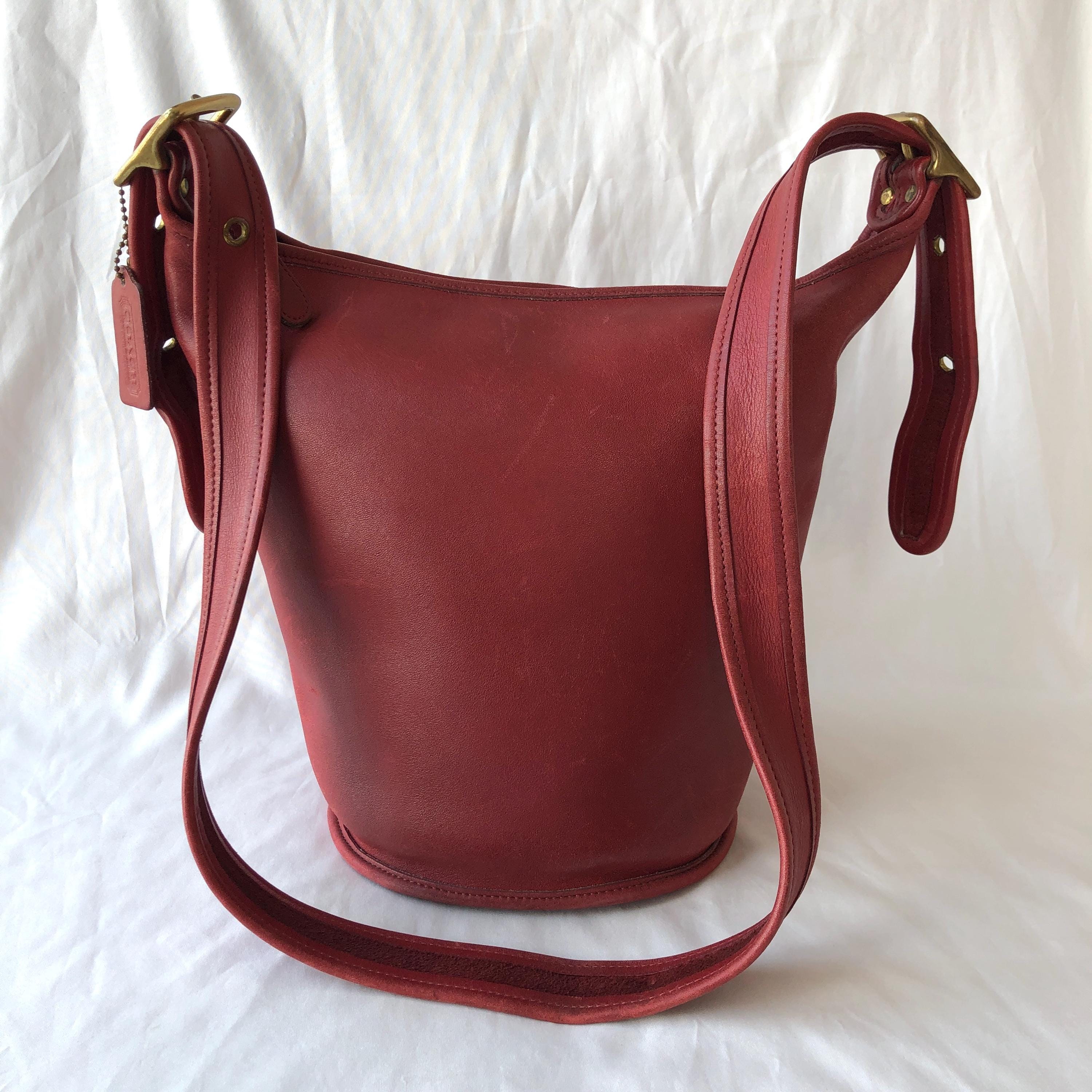 Vintage Coach 9953 Helens Legacy Bag Red Leather Duffle Made in 
