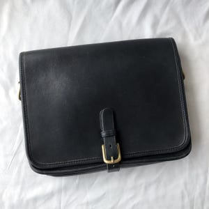 Vintage Coach Change Purse Black がま口 Vintage Coach Crossbody Purse Black Leather 70s Bag 11x7