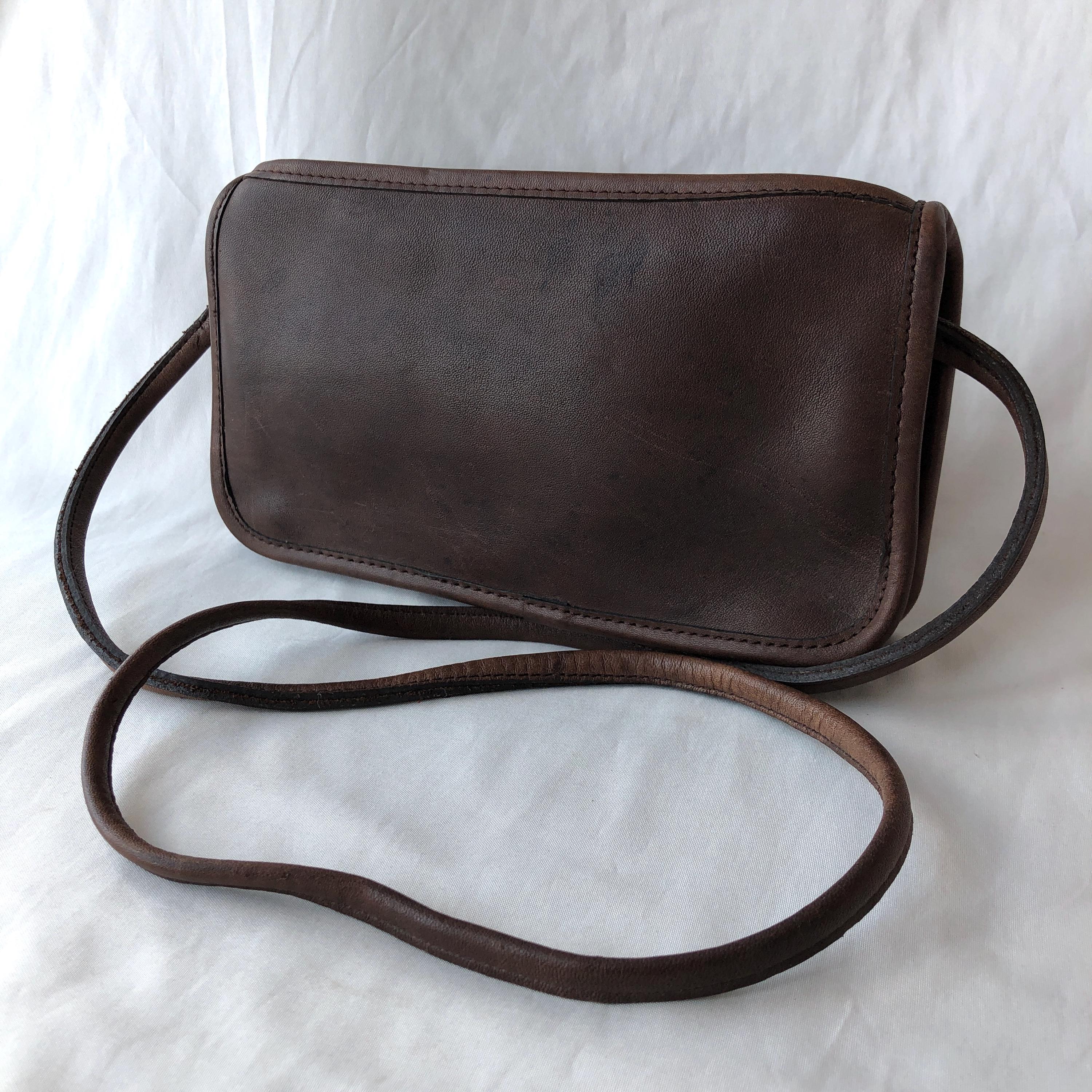 Vintage Coach Small Zippered Pouch 9655 Mocha Brown Leather Bag