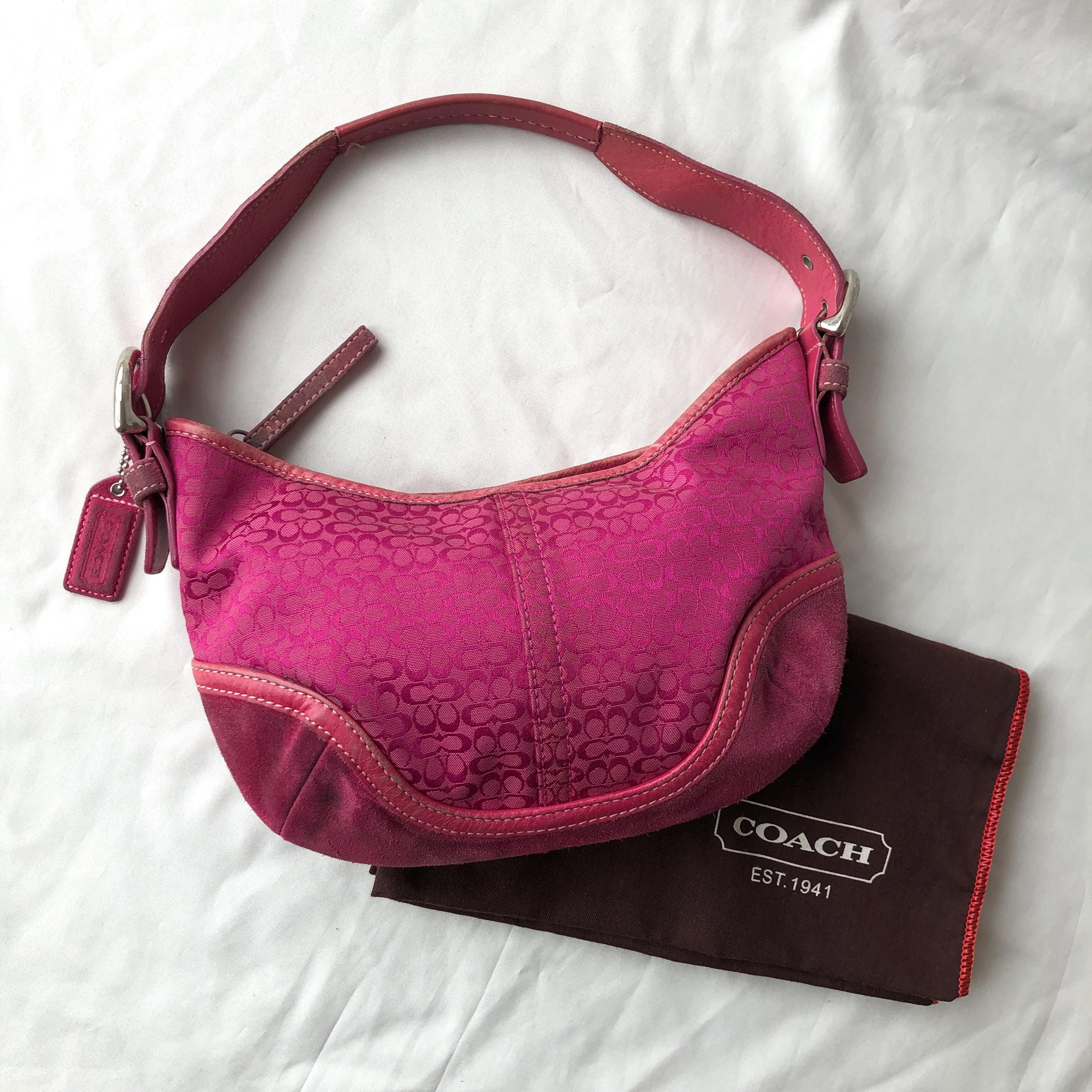 Vintage Coach 6351 Soho Hobo Shoulder Bag Hot Pink Signature