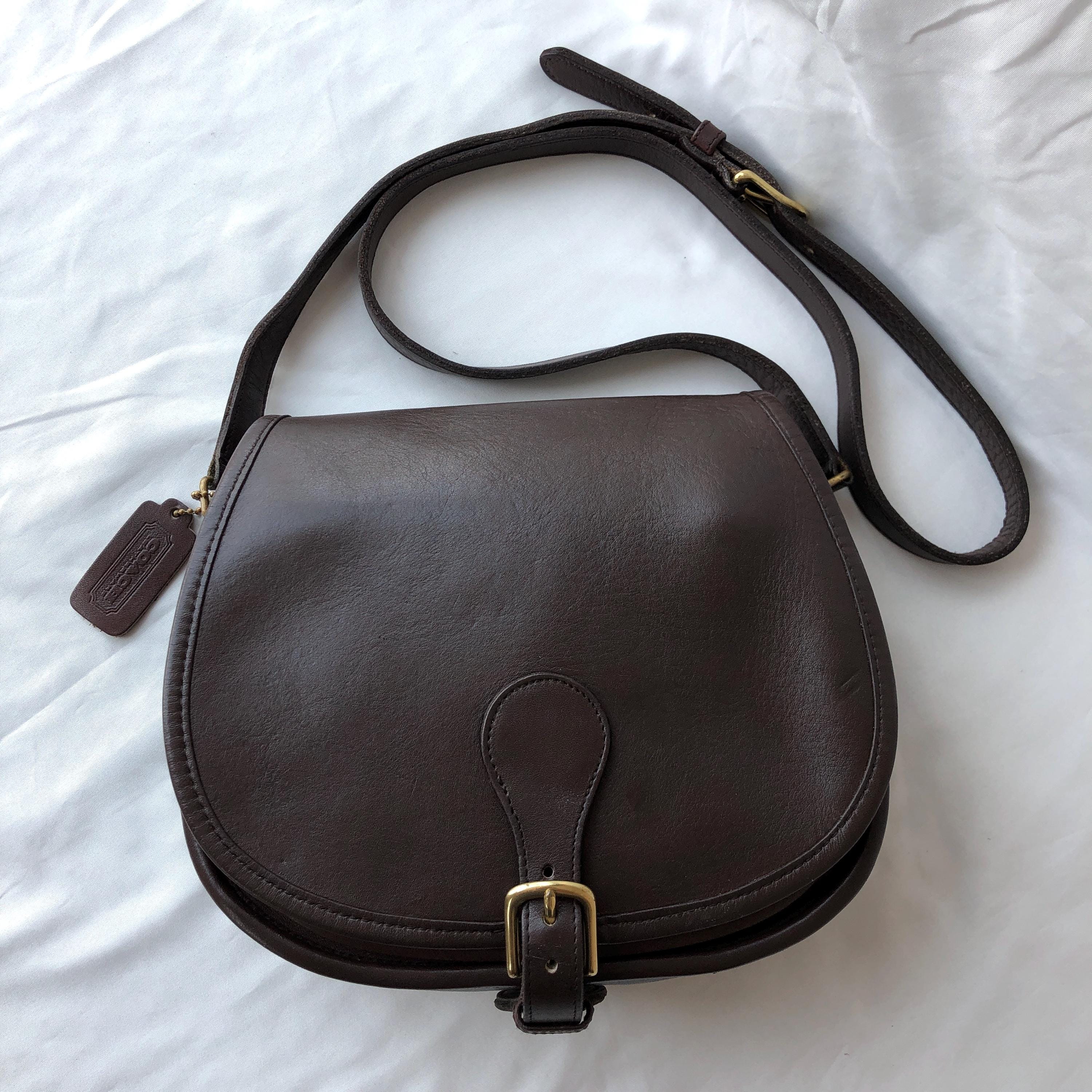 Vintage Coach Saddle Bag 9851 Mahogany Brown Leather Crossbody
