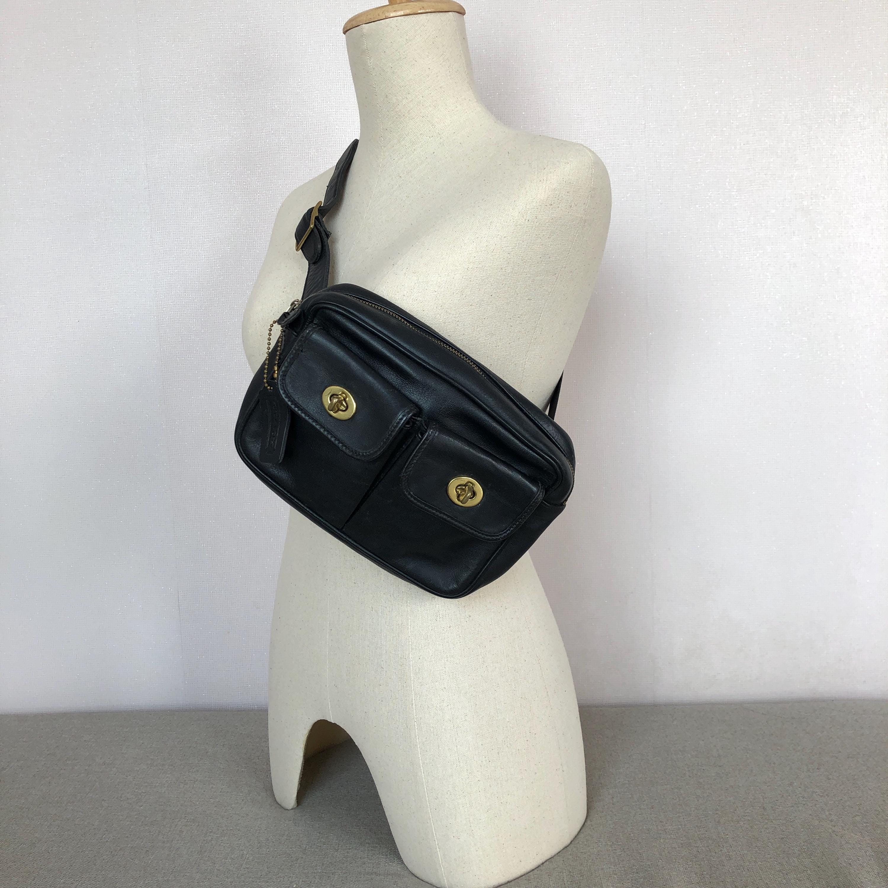 Vintage Coach Waist Pack 0516 Black Leather Size XS-S Made in USA