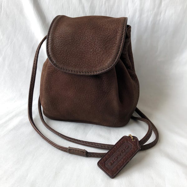 Torebka Vintage Coach Sonoma Pouch Nubuk 4940 Bramble Brown Crossbody Bag Made In USA 1994
