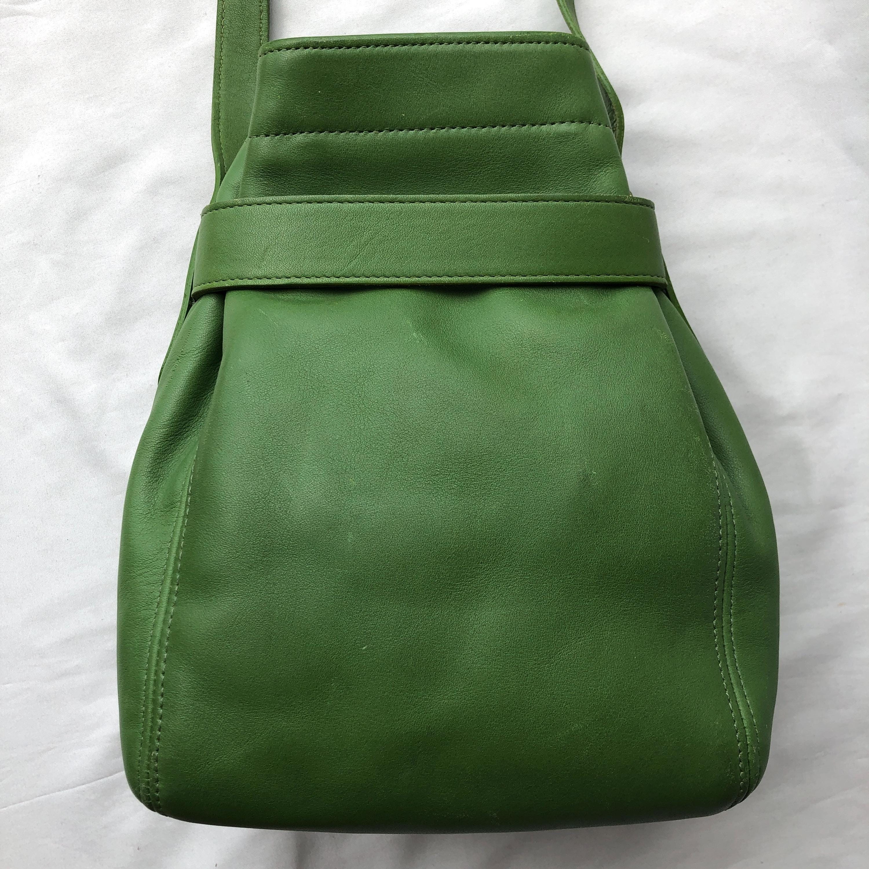 Vintage Coach Belted Pouch 4156 Leaf Green Leather Bag Made in USA 