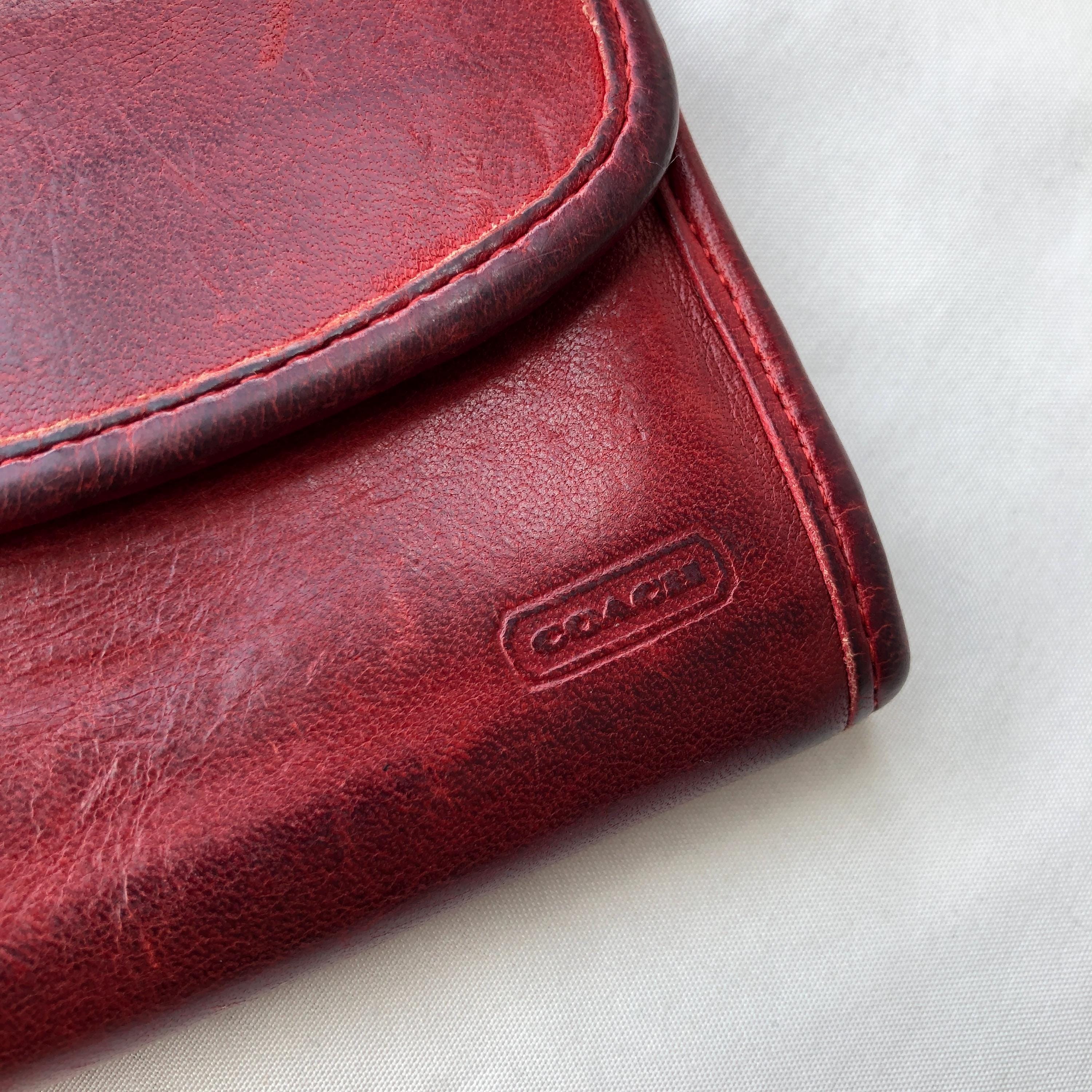 Vintage Coach 7219 Red Leather Multi Function Purse Mini Wallet