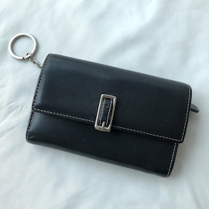 vintage Coach Hamptons en cuir noir portefeuille à deux volets porte-clés de l'an 2000