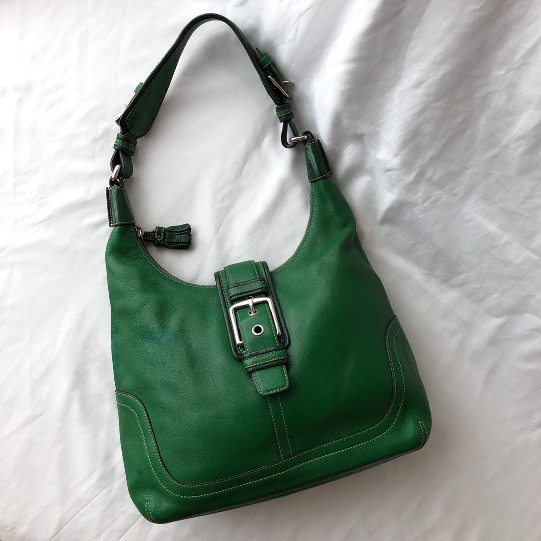 バッグ coach leather shoulder green vintage Coach Vintage Green Leather Shoulder Bag Rare Color 9085 | eBay