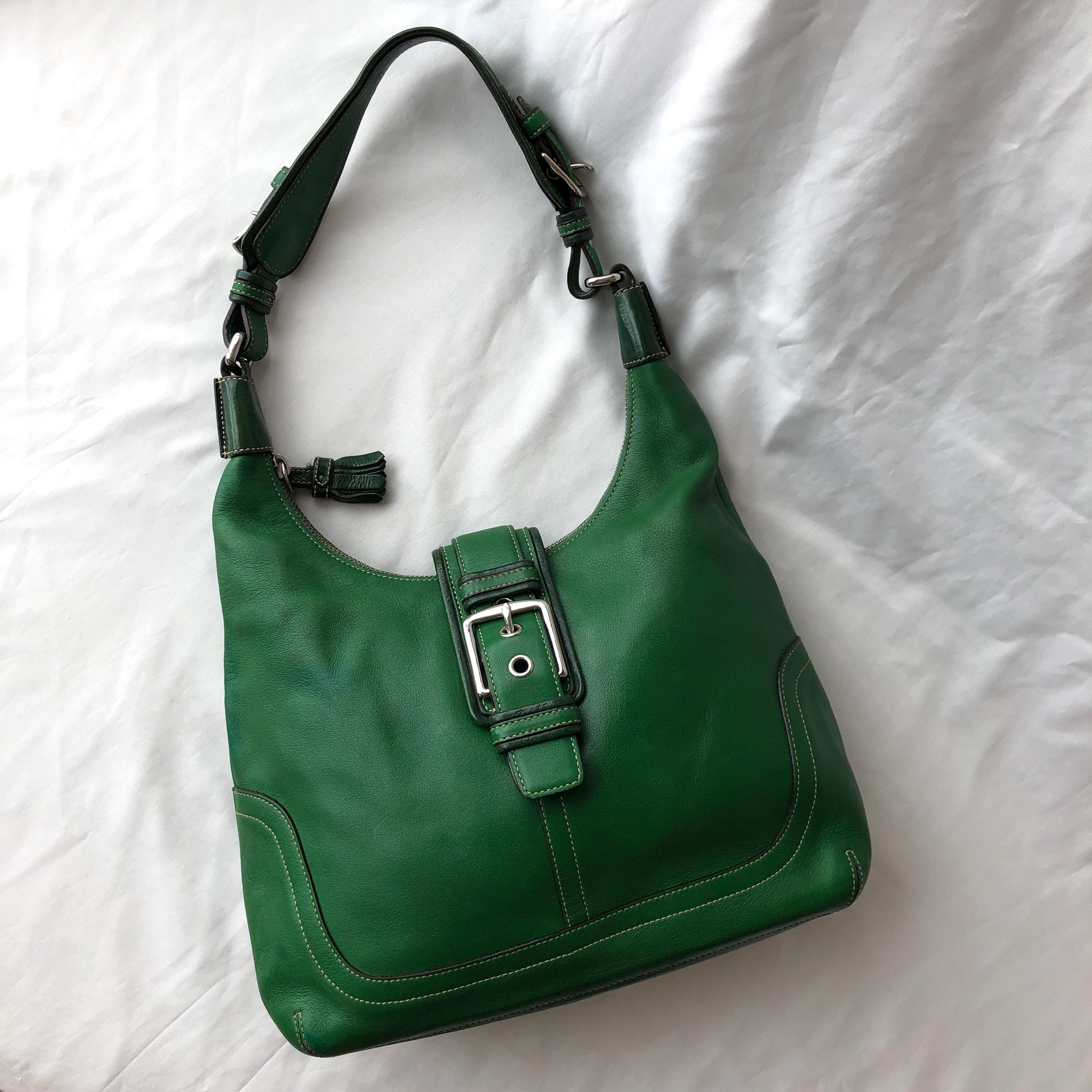 Vintage Coach Hamptons Soho 7463 Green Leather Shoulder Hobo
