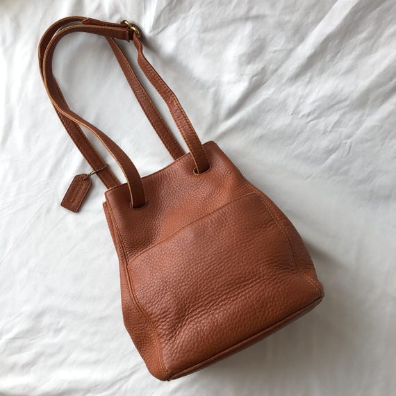 Vintage Coach Drawstring Natural Grain 4923 Brown Leather Bag Made