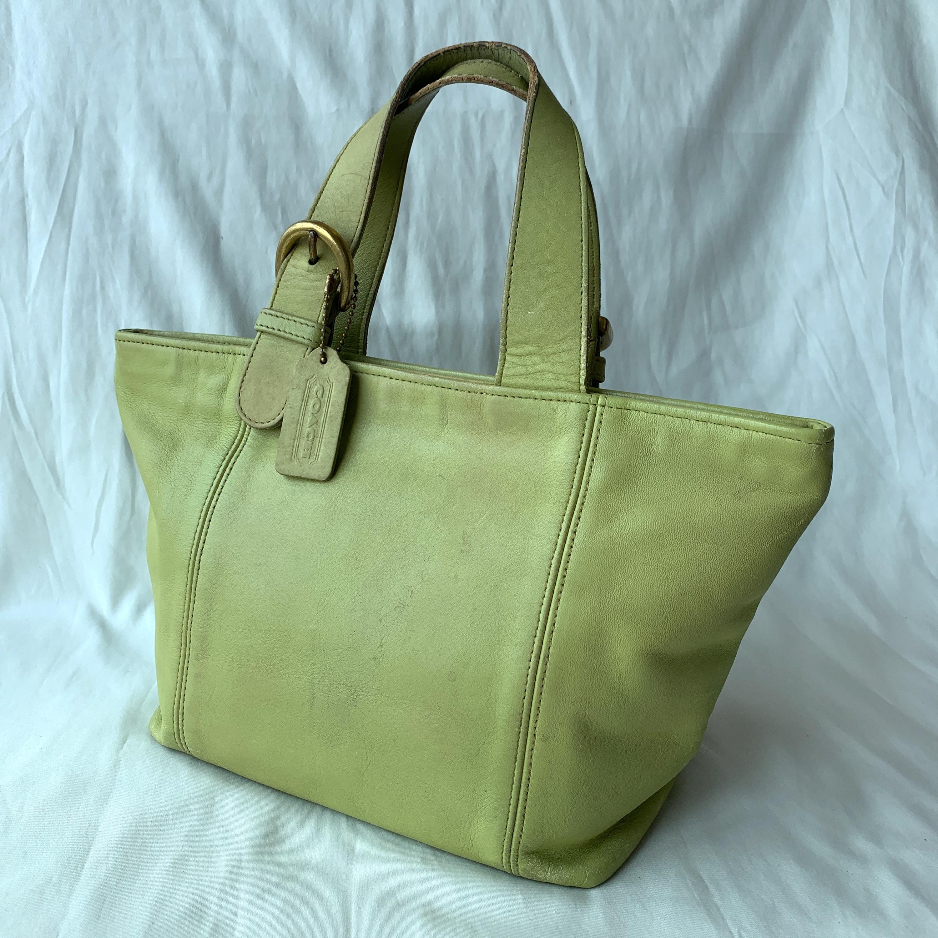クリーニング済 old coach 4133 Waverly Bag USA COACH VINTAGE WAVERLY LEATHER TOTE BAG 4133 LEAF GREEN | eBay