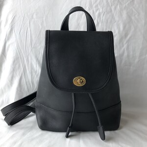 Coach Vintage Black Leather Women\'s Backpack VINTAGE COACH BACKPACK BLACK PEBBLE LEATHER LUXURY  main image 3