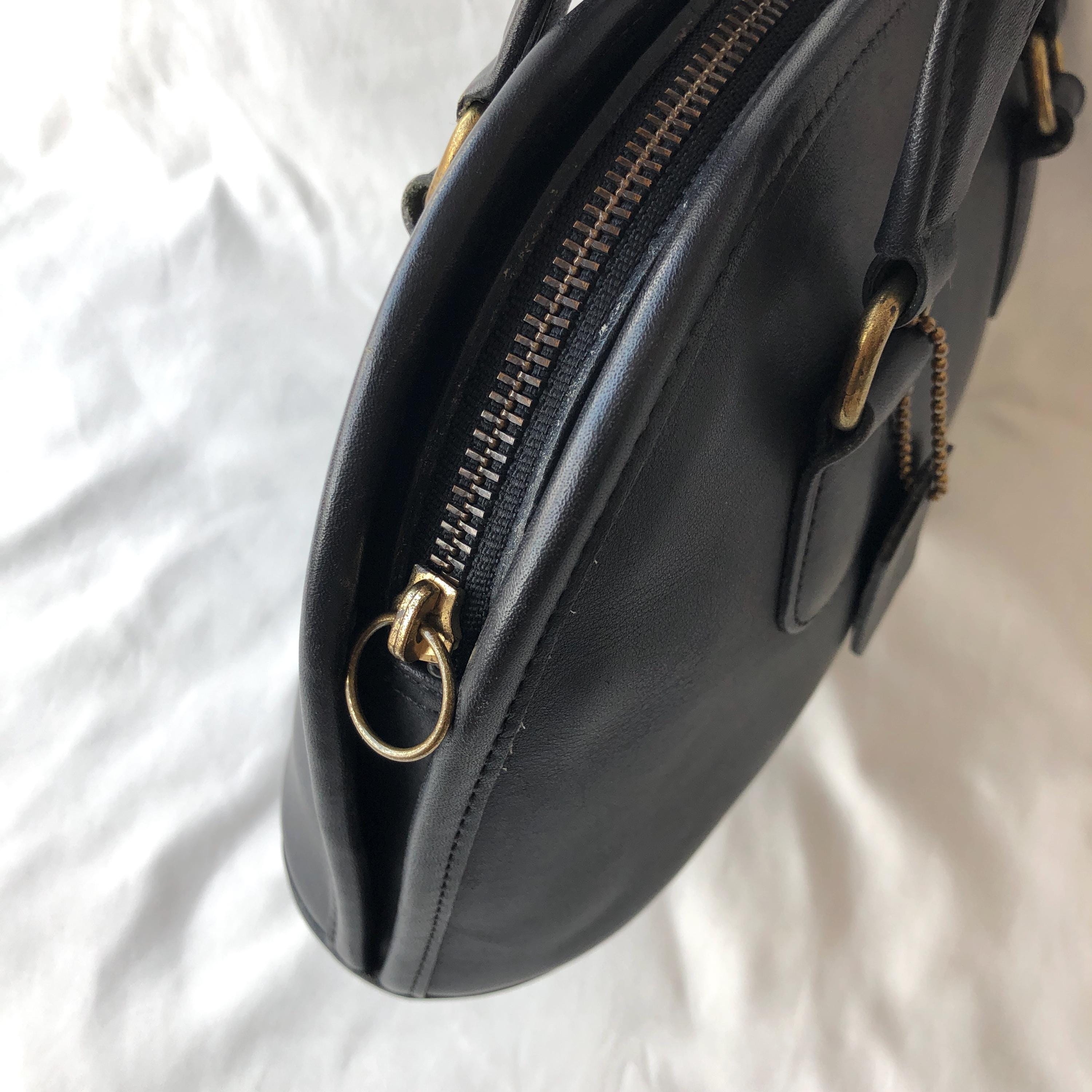 Vintage Coach Petite Pelham Zip 9959 Black Leather Bag Made in USA
