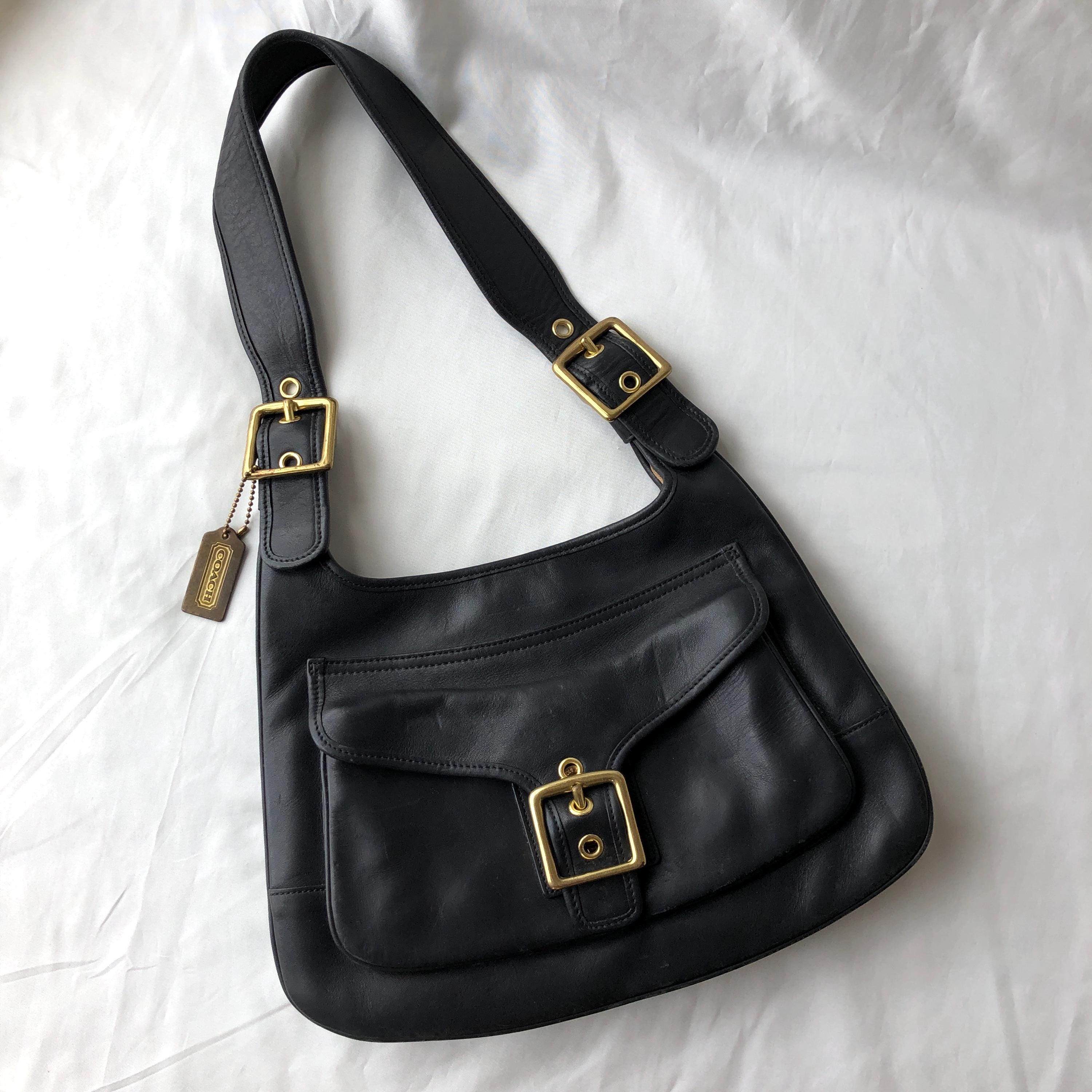 Vintage Coach 9340 Legacy Saddle Shoulder Buckle Bag Black