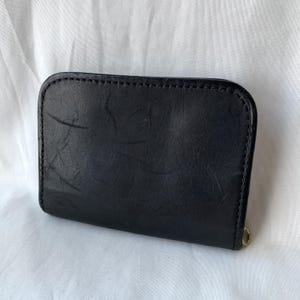 Vintage Coach Zip Around kompakt myntväska liten plånbok i buffelläder