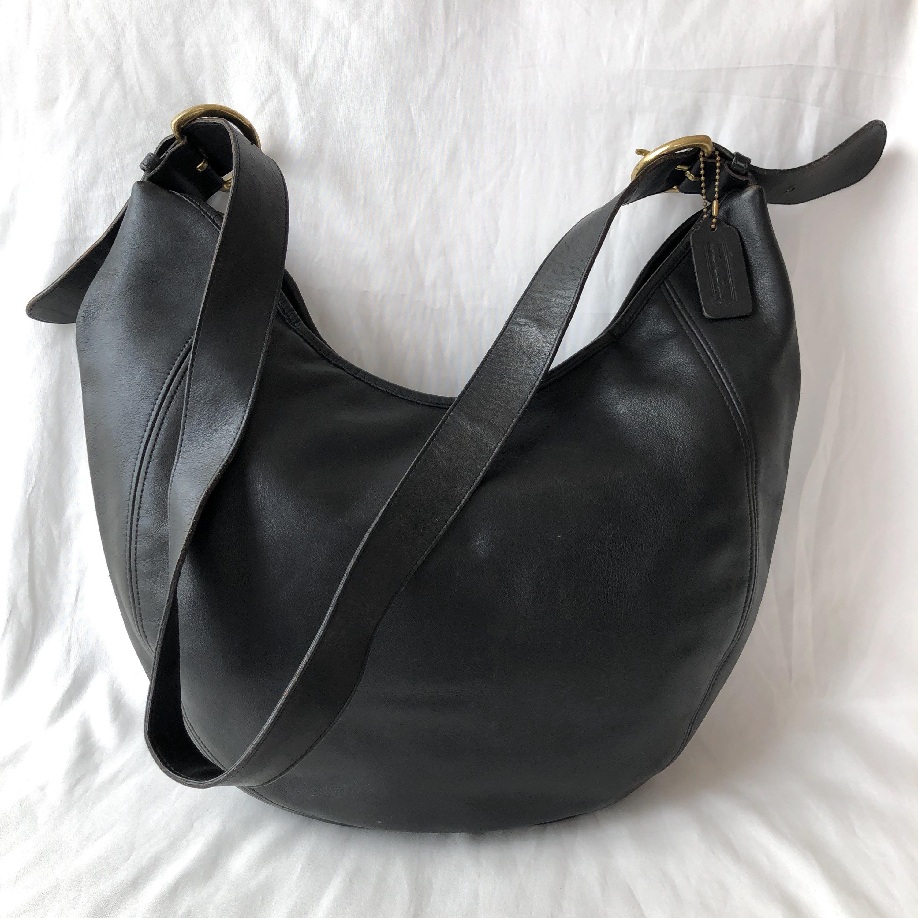 Vintage Coach Wooster Bag 4142 Black Leather Shoulder Hobo Made in