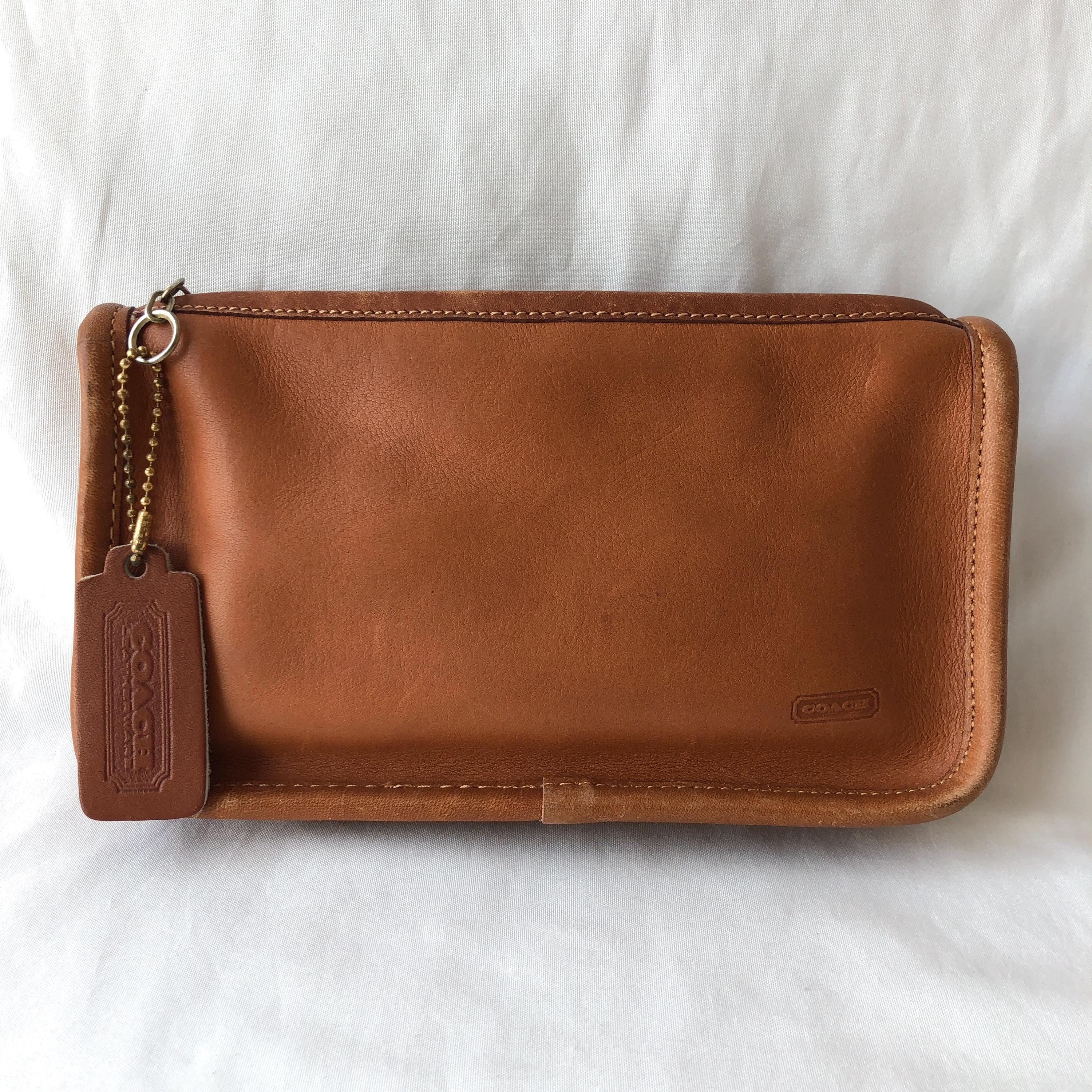 ※値下げVintage Coach Chunky Case Vintage Coach New York Chunky Case Leather Makeup Kit Pouch