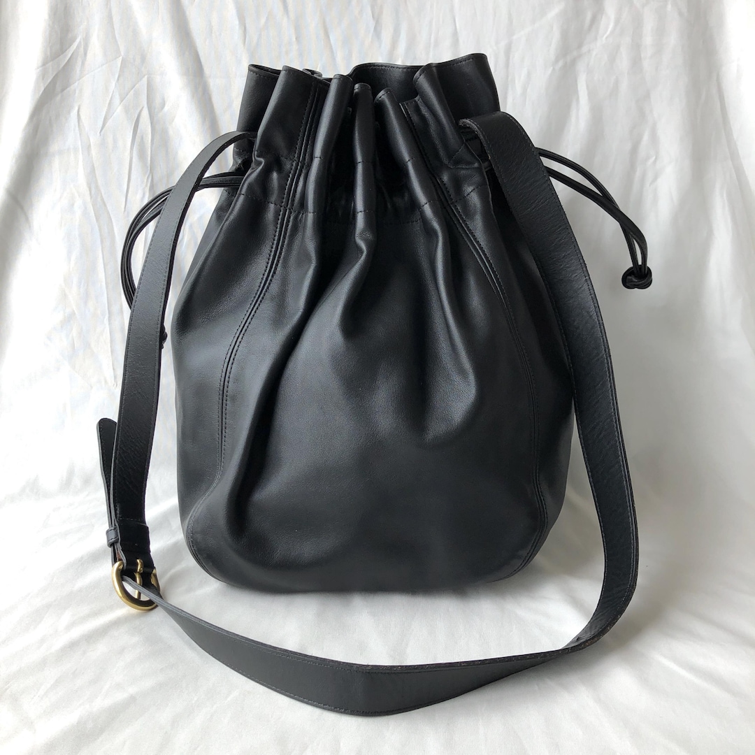 Vintage Coach Delancy Drawstring 4122 Black Lather Bag Made in USA