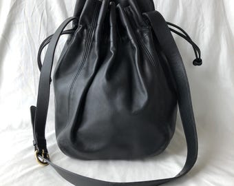 Vintage Coach Delancy Drawstring 4122 Black Lather Bag Made in USA