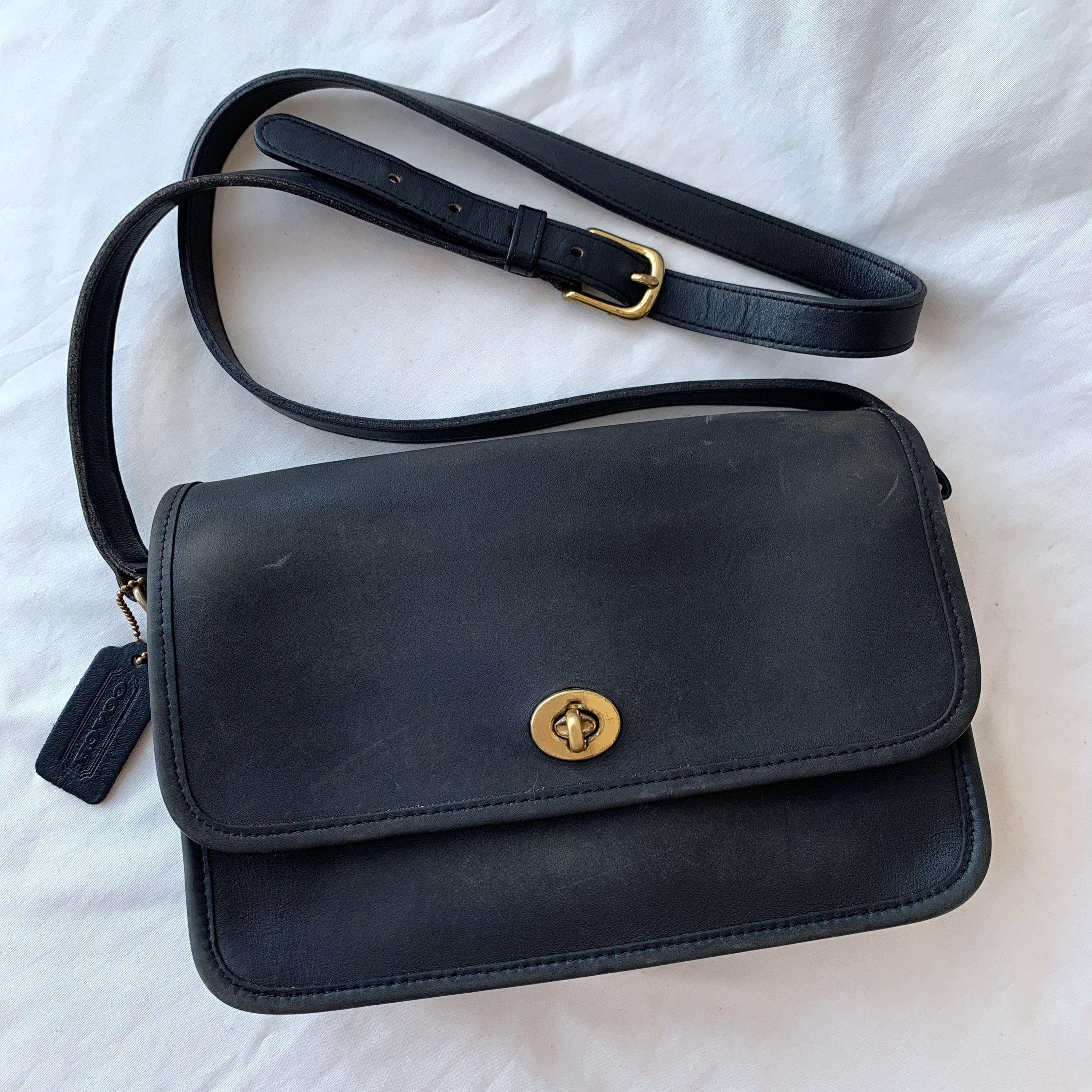 Vintage Coach Compartment Bag 9850 Black Leather Made in USA Pre 