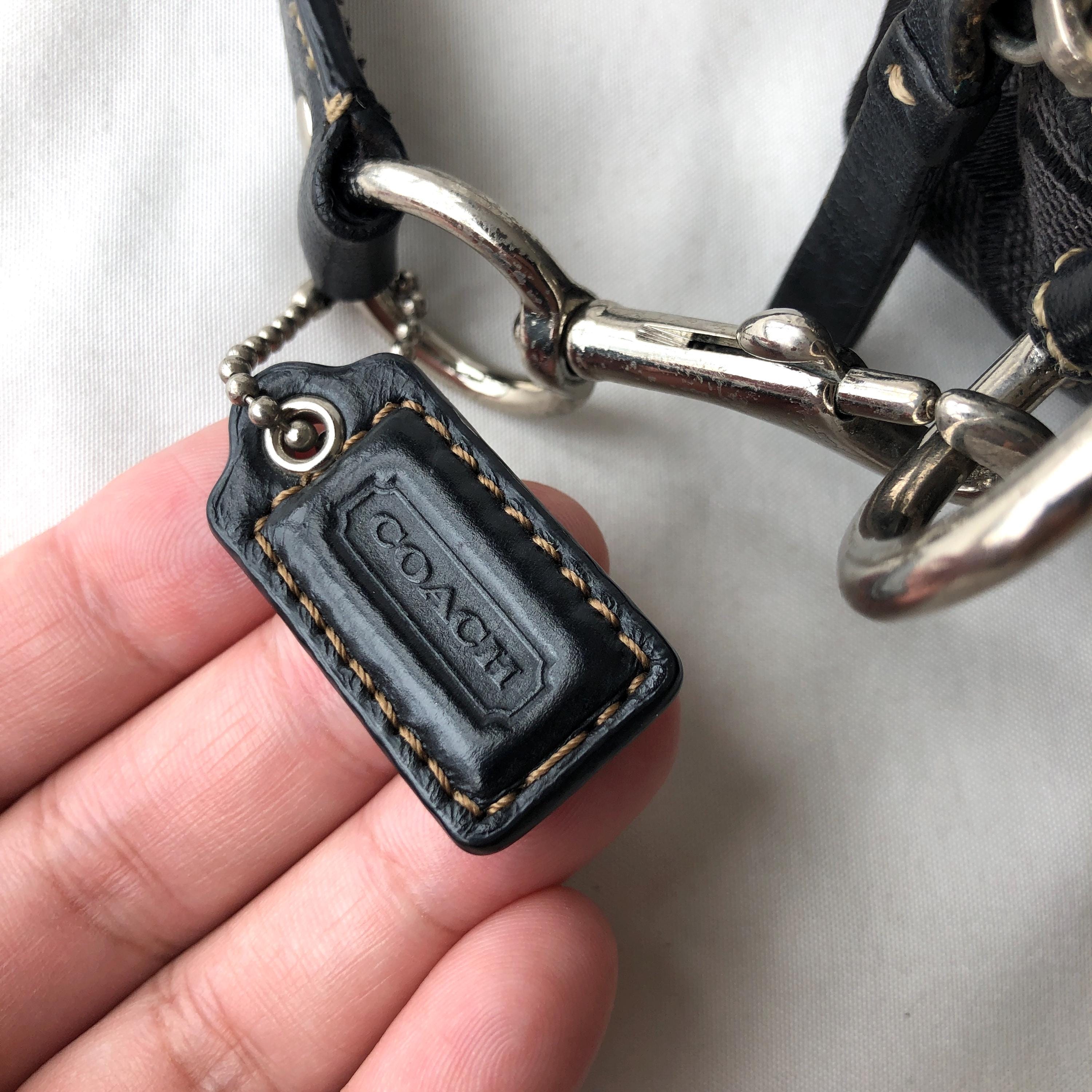 Vintage Coach Legacy Black Signature Canvas Mini Bag Double Turn