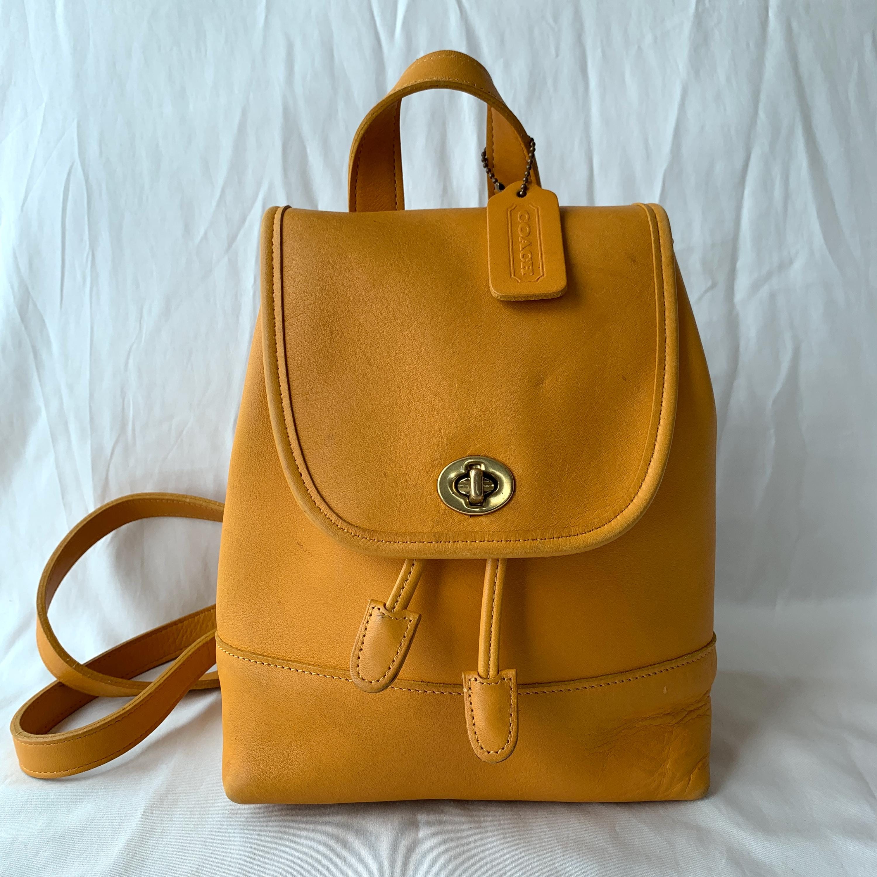Vintage Coach Daypack 9960 Yellow Leather Backpack Bag Made in 