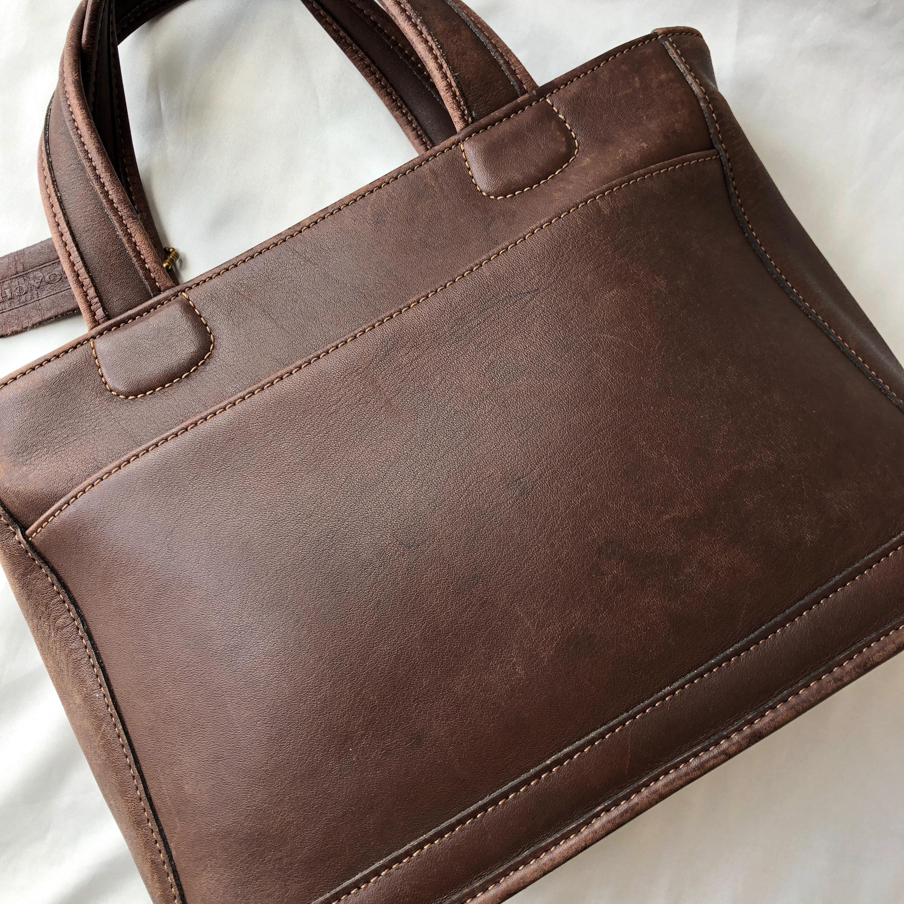 バッグ Old Coach Leather Tote Bag 9303 Coach 9303 Old Bleecker Handbag Tote Vintage Leather Brown