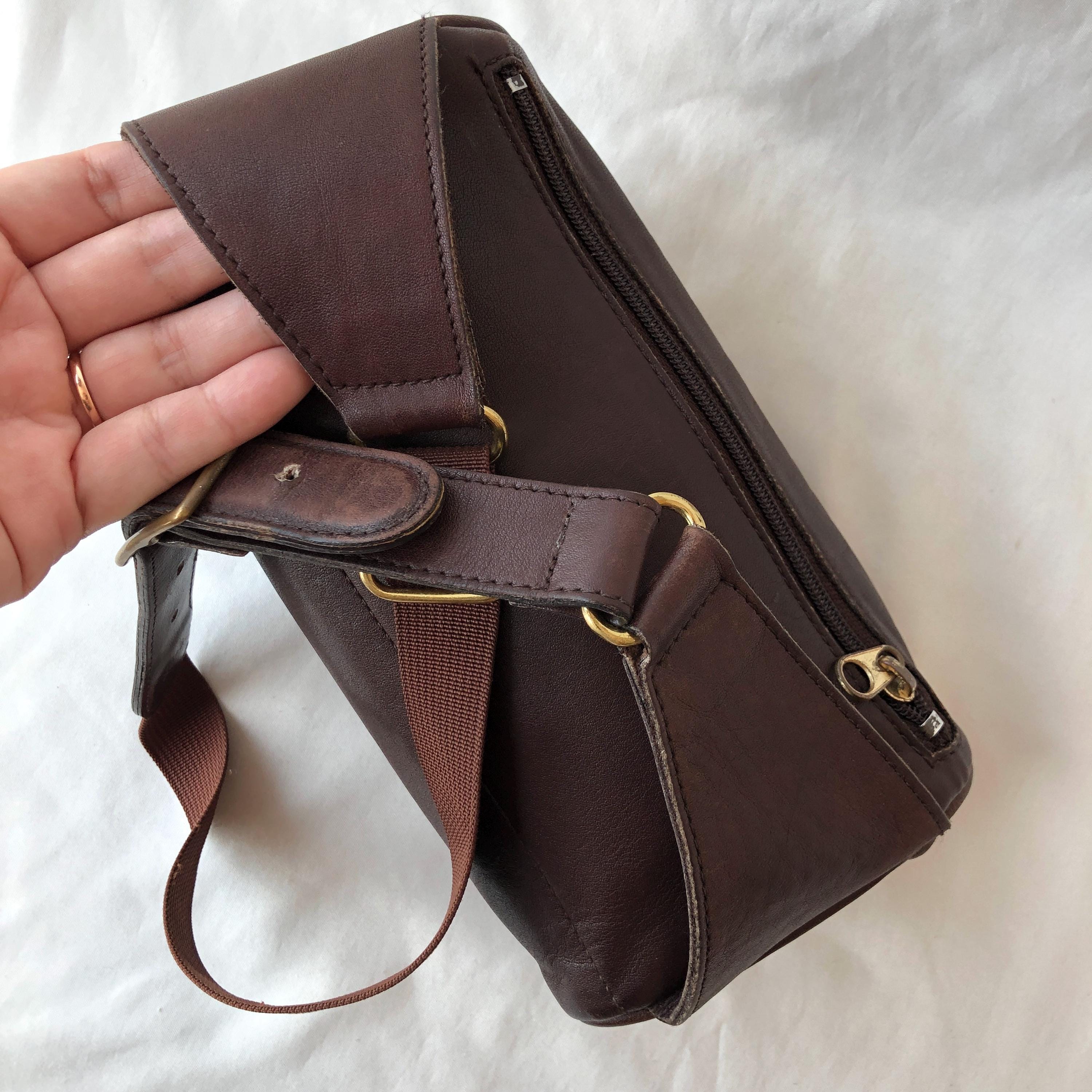 Vintage Coach Canteen Pouch 0515 Brown Leather Belt Bag Size XS-S