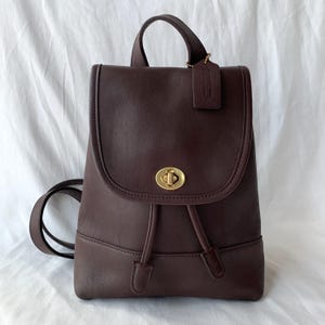 RARE Vintage Coach Old Mahogany Brown Leather XL Backpack Brass Hardware Japan Vintage Coach Backpack Brown - Etsy main image 3