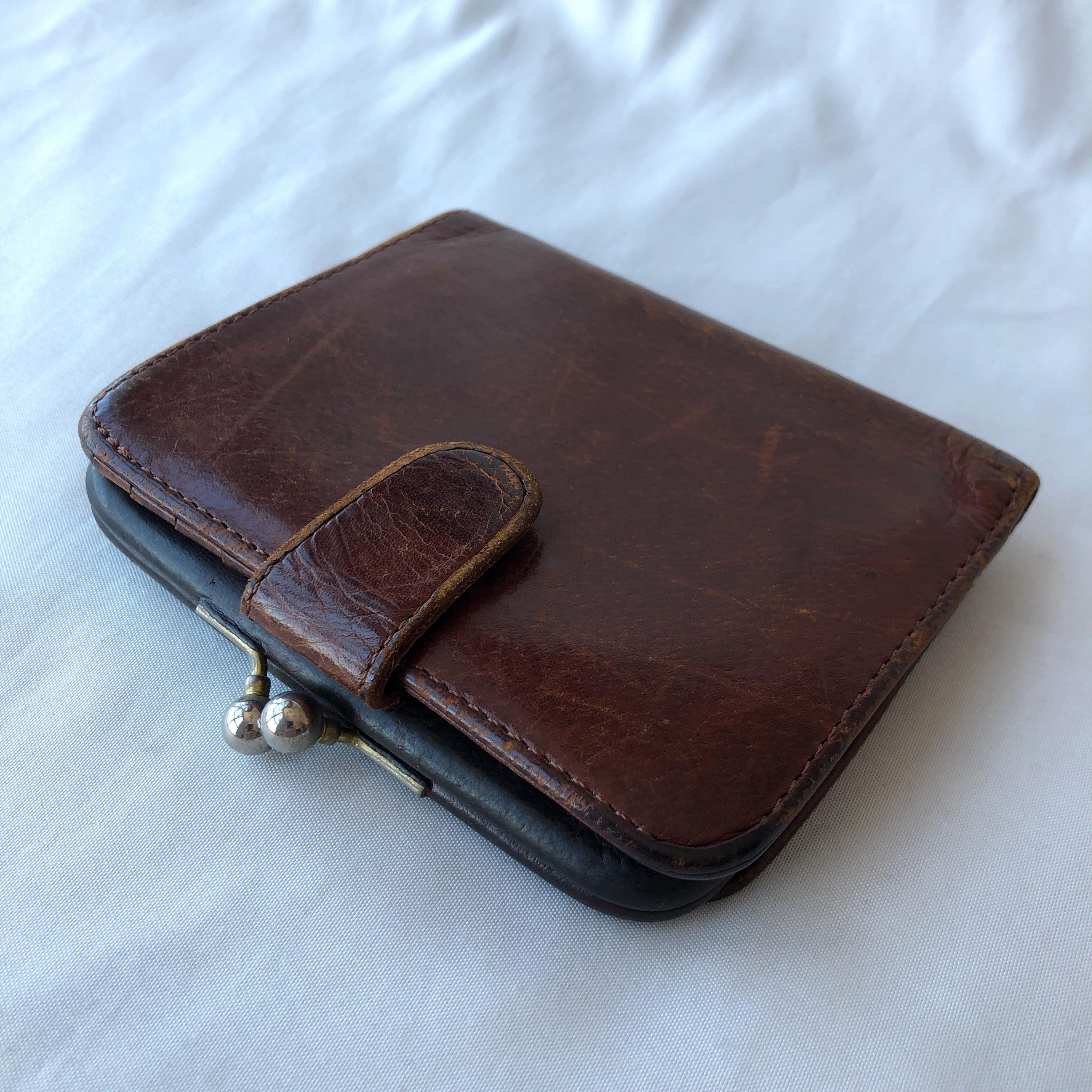 Vintage Coach Brown Leather Kisslock Wallet - Etsy
