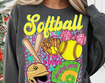 Softball Preppy PNG, Softball Png, Softball Season, Boujee Softball Png, Game Day Png, Softball Glitter Png, Softball, Coquette Bow Png