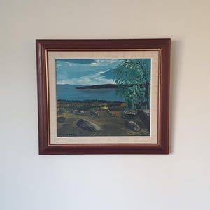 Original swedish vintage oil painting made by F. Cesson, landscape, framed art