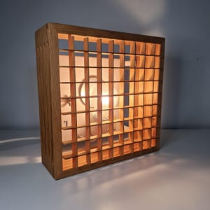 Vintage Skandinavische Holz Grid Licht - Minimalistische Quadratische Kiefer Deckenlampe - Mid-Century Modern Beleuchtung