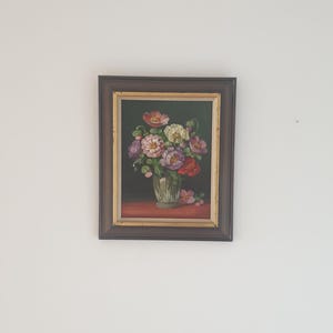 Original swedish vintage oil painting made by M Möller Painting, framed art, still life flowers