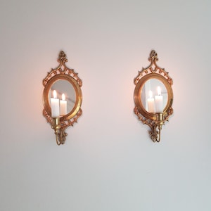 Pair of brass wall candle sconces swedish vintage wall candle holders wall lights mid century modern nordic scandinavian lighting