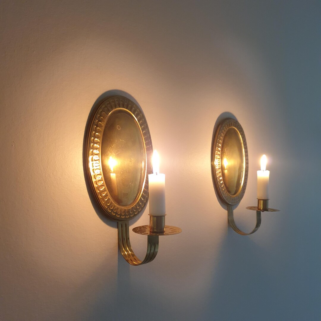 Pair off Brass Wall Candelholders Sconces Swedish Vintage Wall