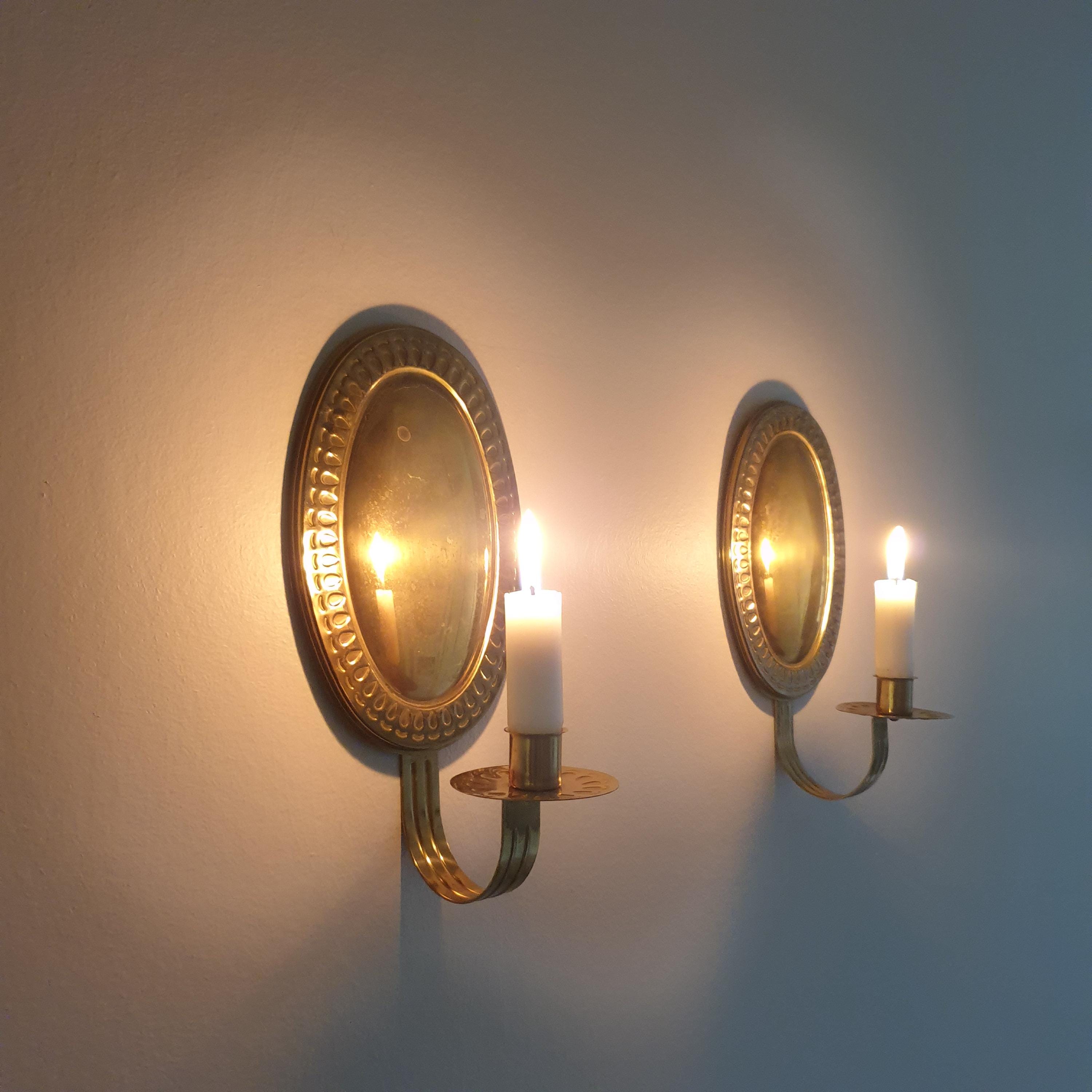 ペア真鍮壁掛けキャンドルホルダー燭台スウェーデンヴィンテージ壁